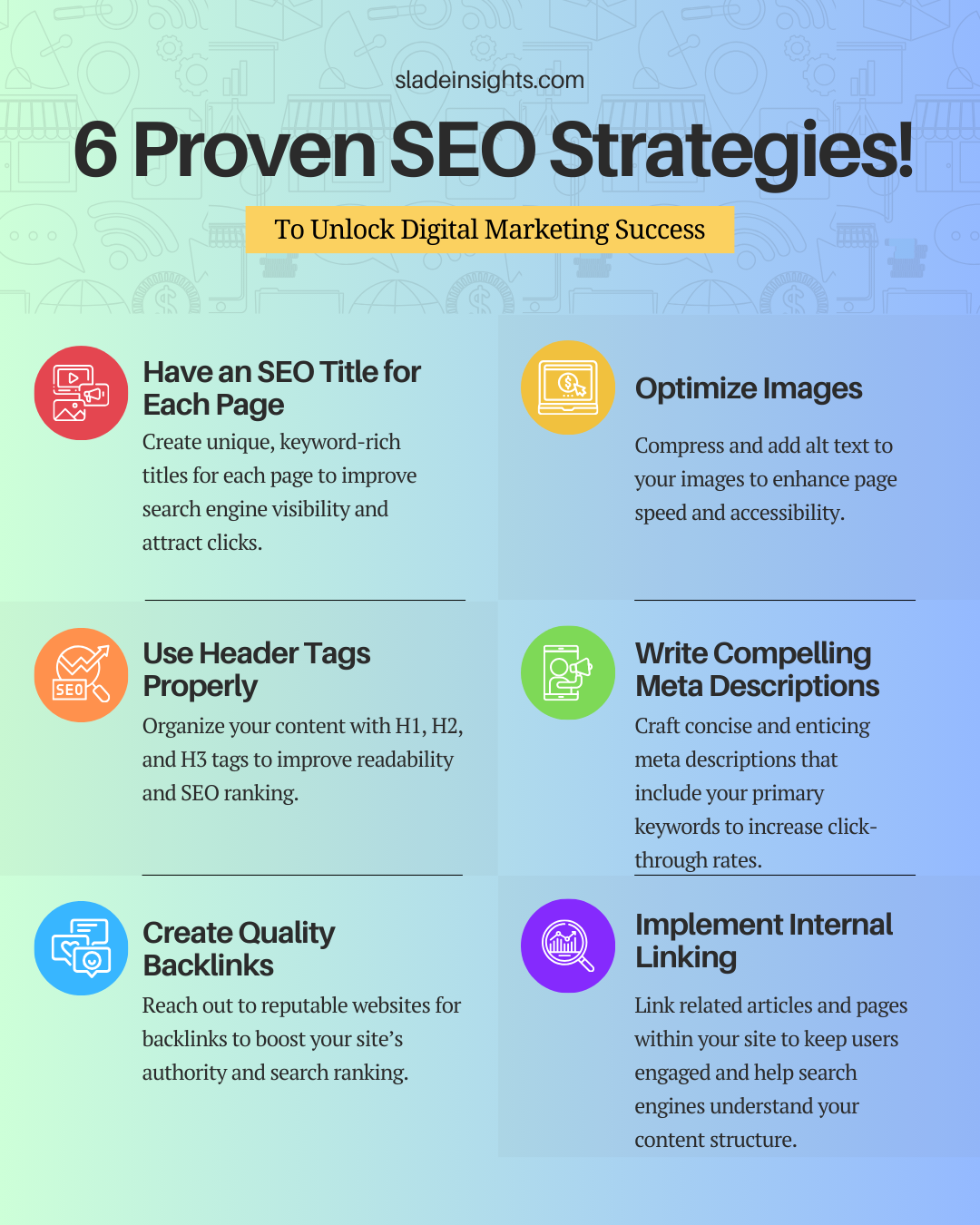 6 seo tips for beginners infographic