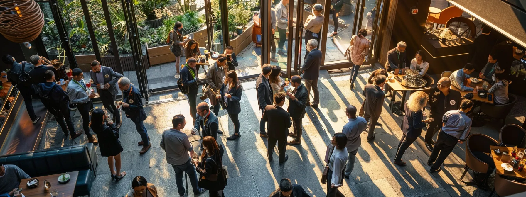 a vibrant image of a bustling local event with people engaging in lively discussions and interactions, showcasing businesses promoting their blogs to the local audience.