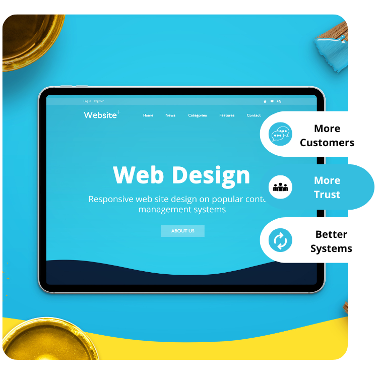 graphic showing web design service benefits